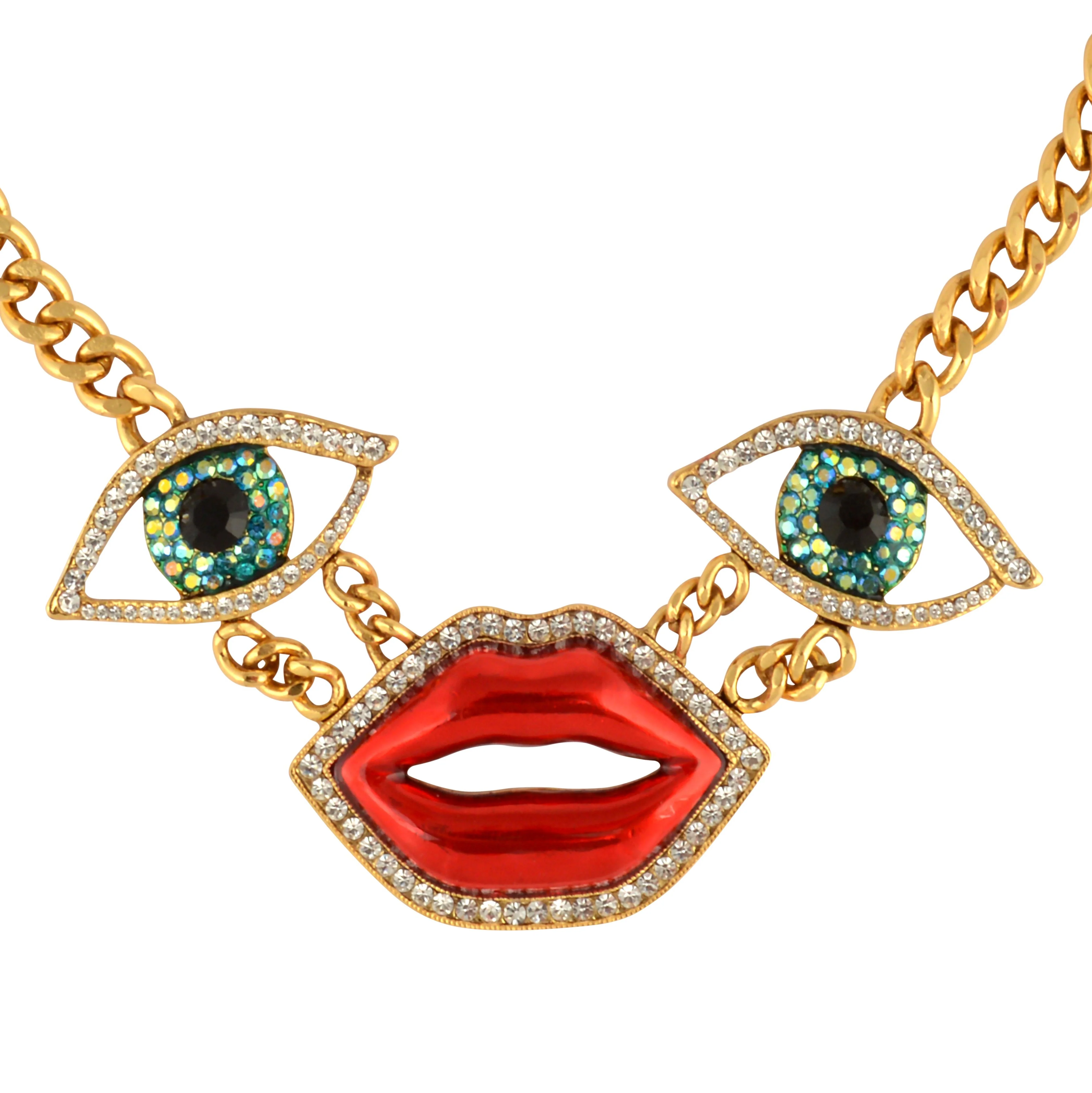 Abstract Eyes & Lip Necklace - Image 2