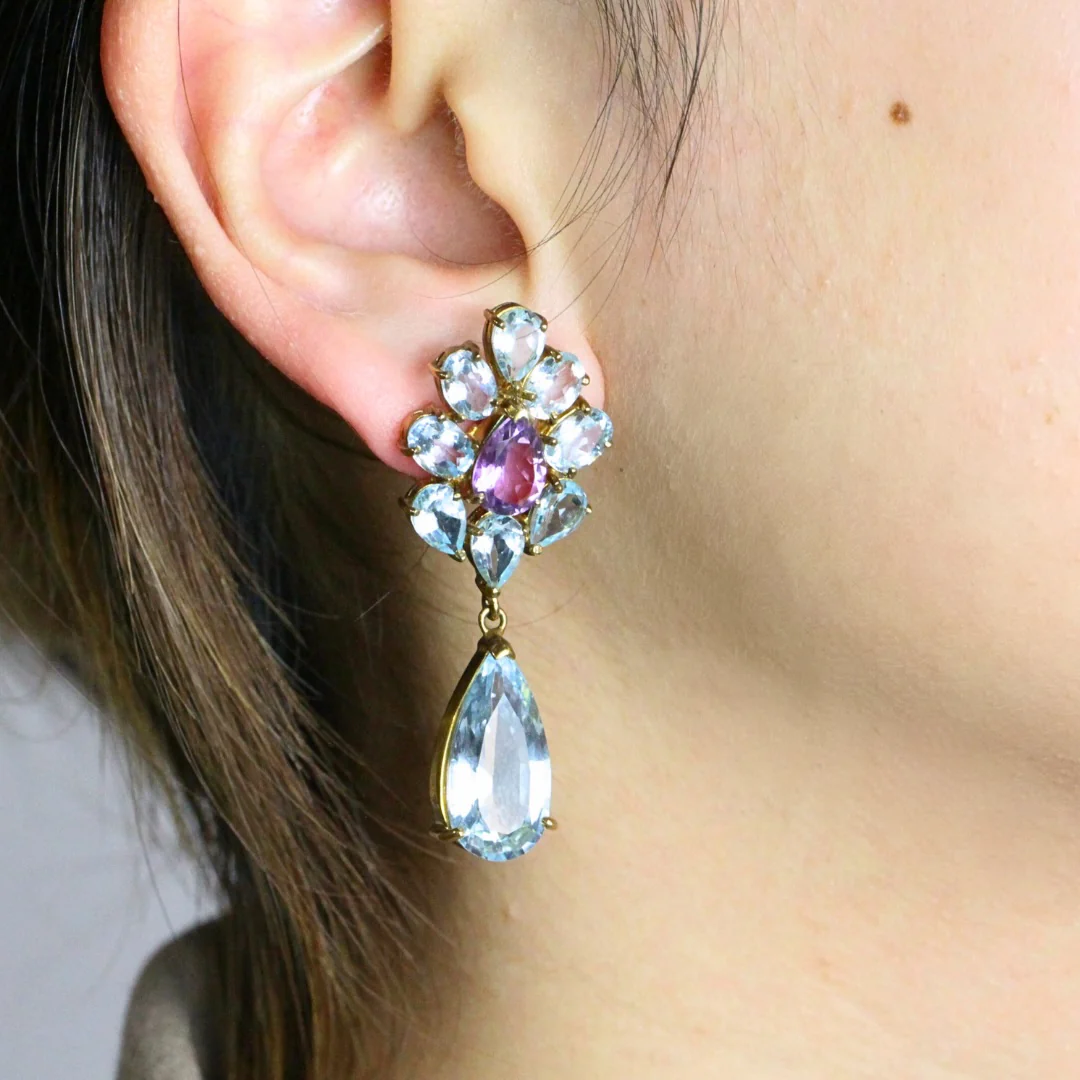 Topaz and Amethyst Drop Earrings - Image 2