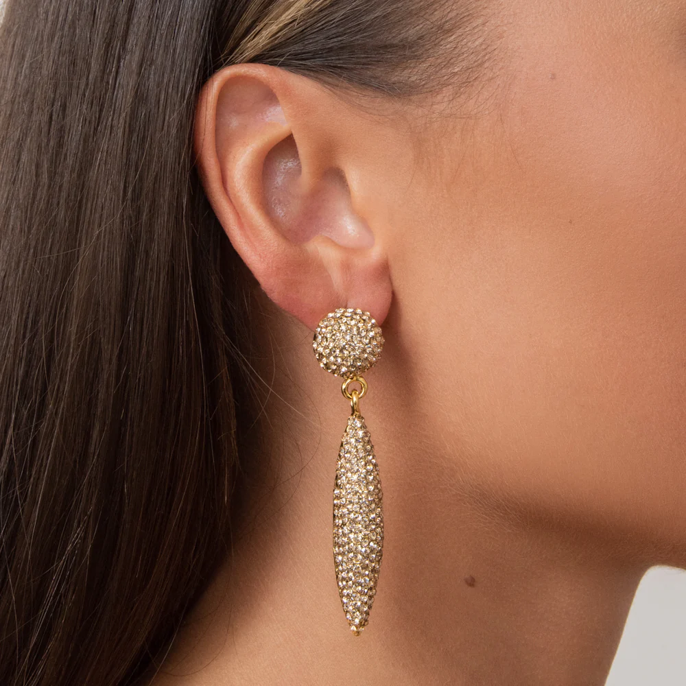 Crystal Stud & Cone Drop Earrings - Image 2