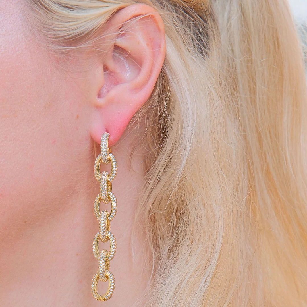 Crystal Cable Link Earrings - Image 4