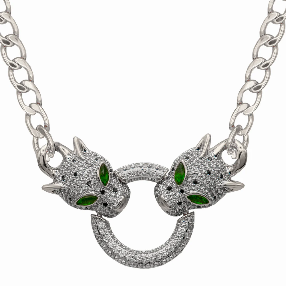 Crystal Leopard Heads Necklace - Image 3
