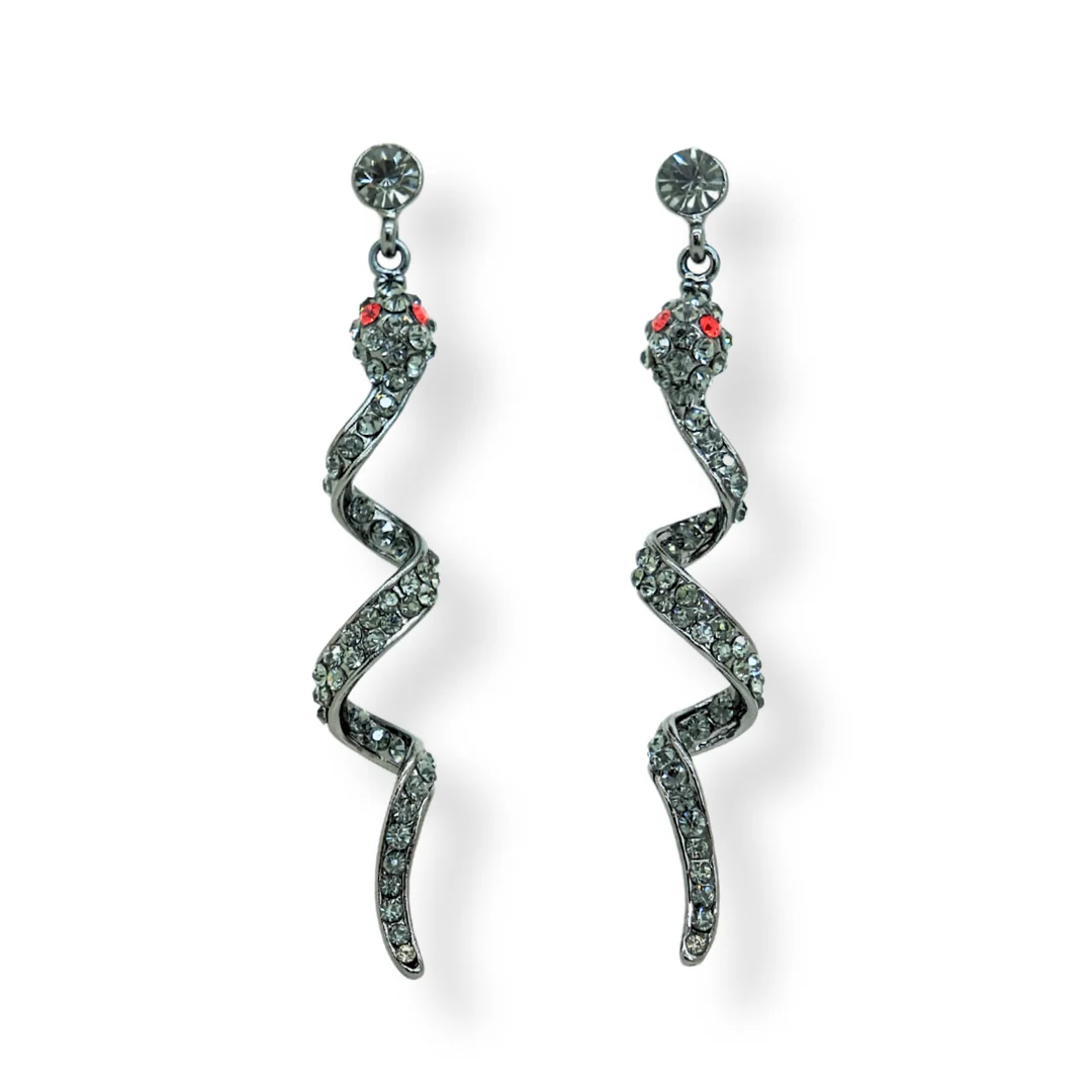 Crystal Snake Drop Earrings - Image 3