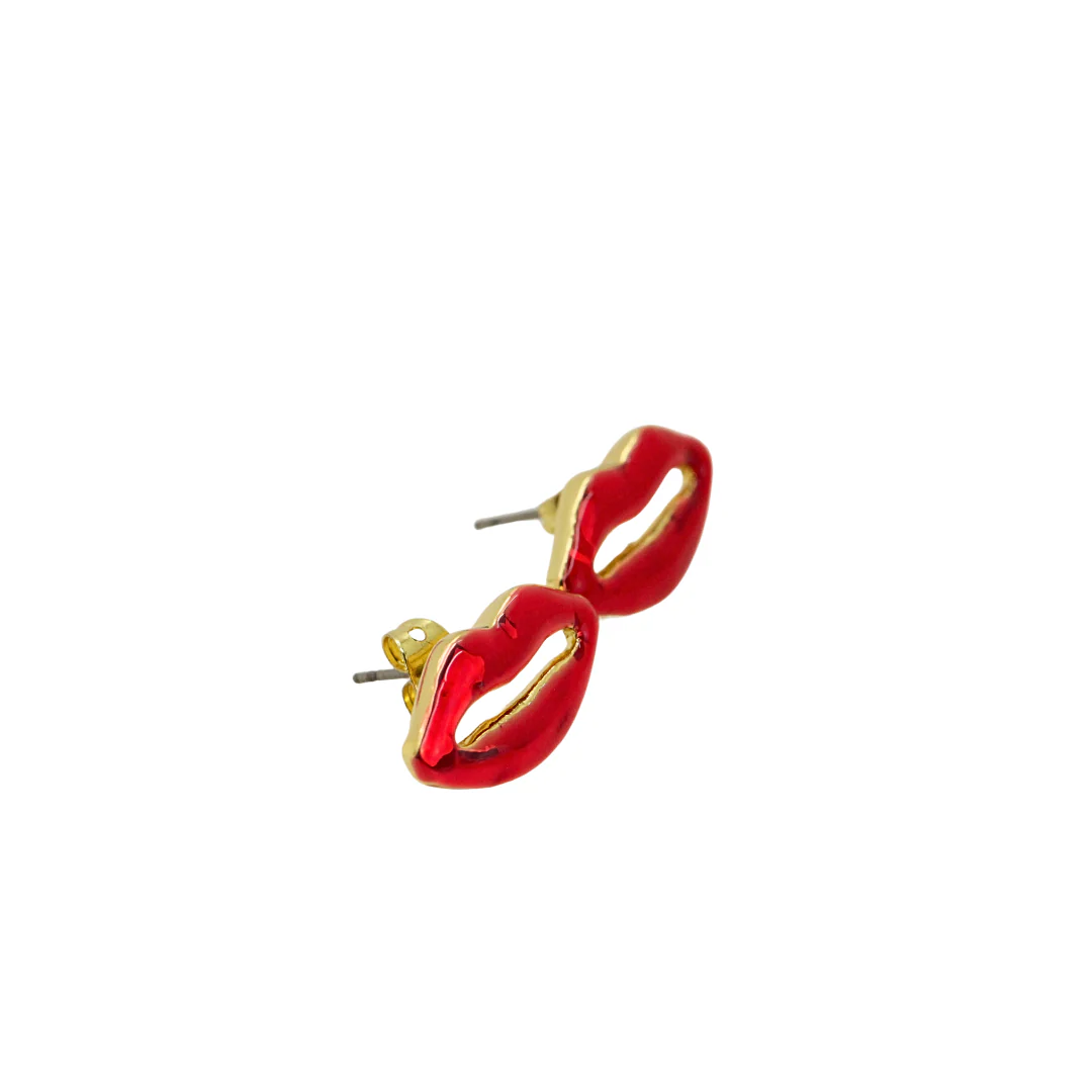 Small Enamel Lip Stud Earrings - Image 3