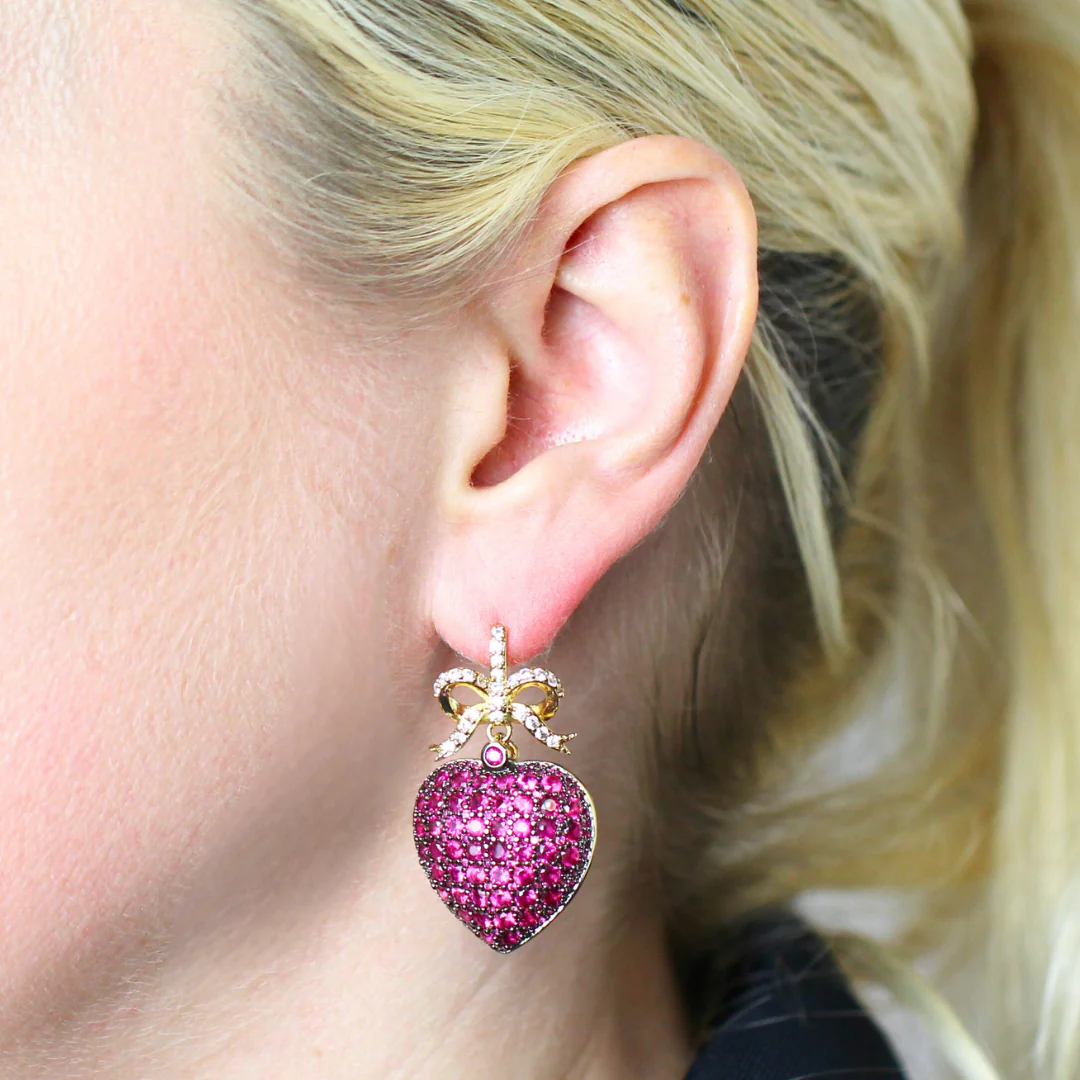 Heart and Bow Earrings - Image 2