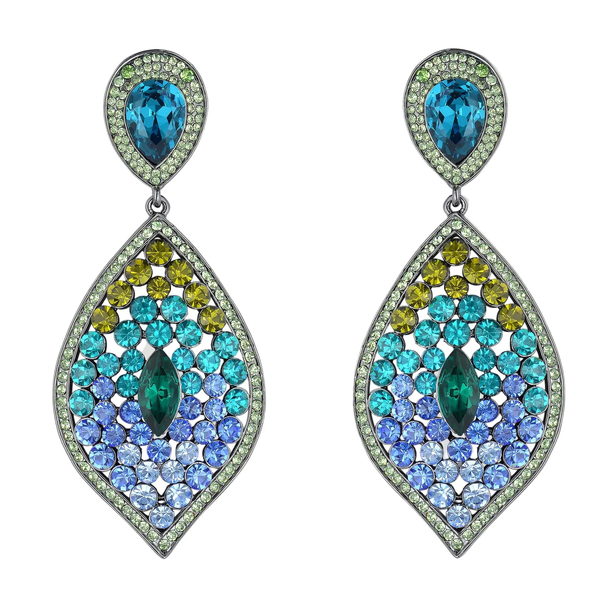 Pointed Oval Crystal Earrings - Image 3