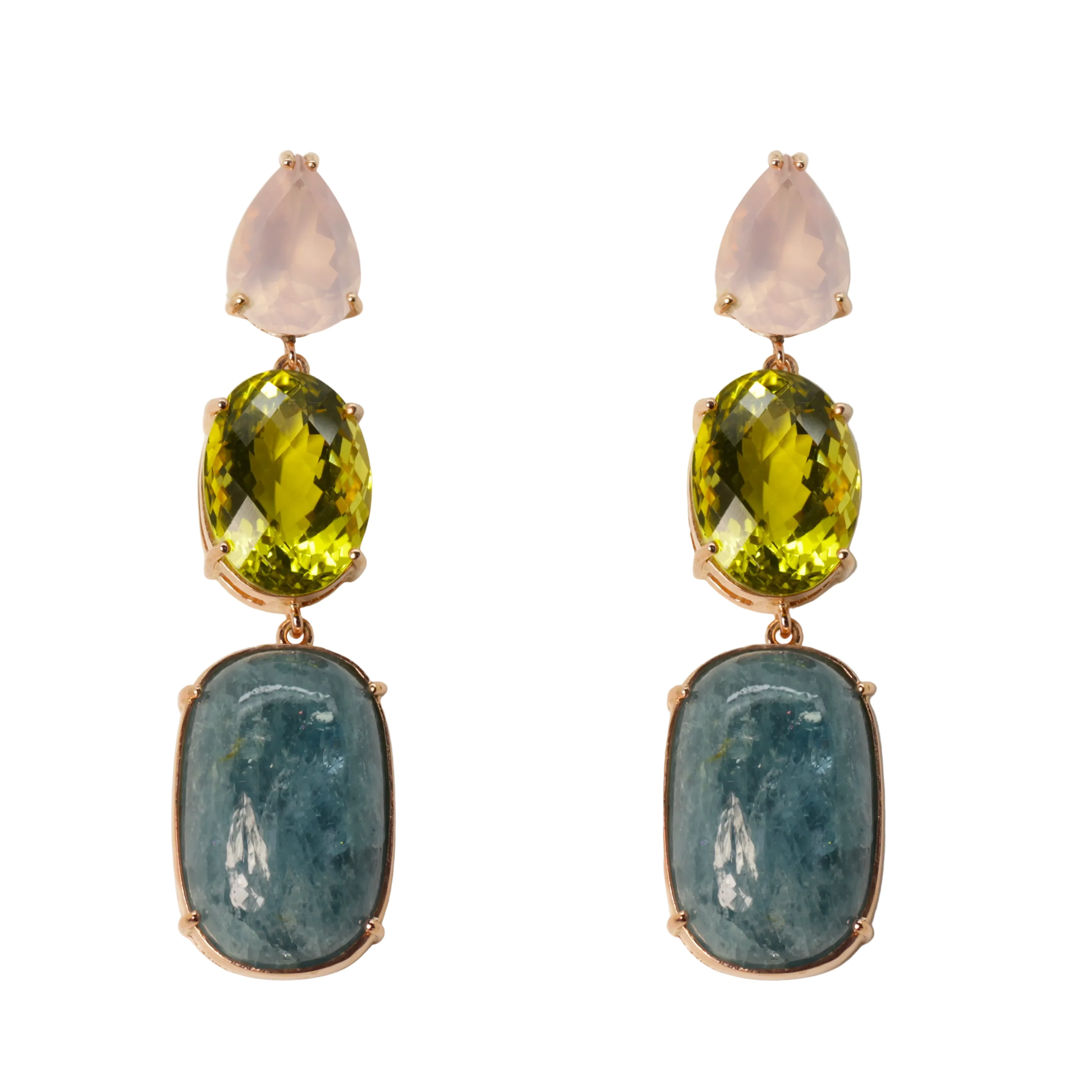 Quartz and Aquamarine Earrings