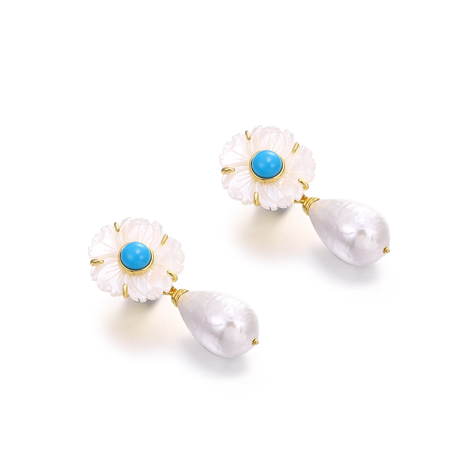 Natural Shell Flower Earrings - Image 3