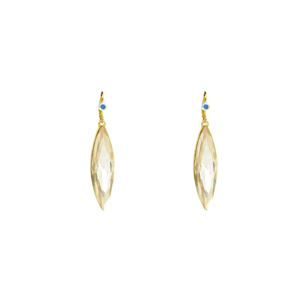Small Crystal Leaf Earrings - Image 4